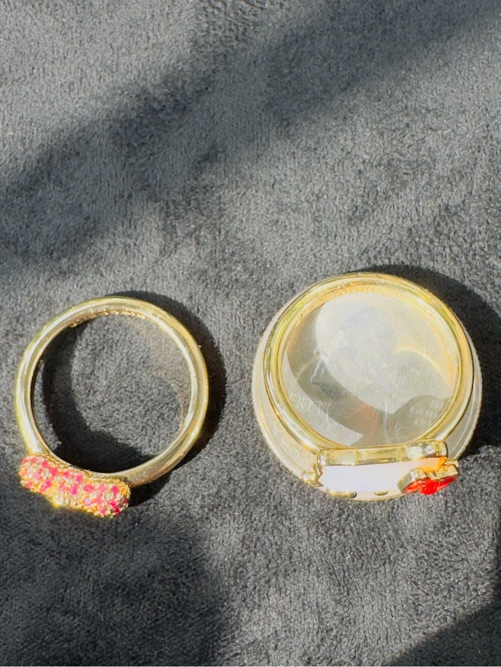 Kids Gold-Tone Ring set with Red and Pink Accents